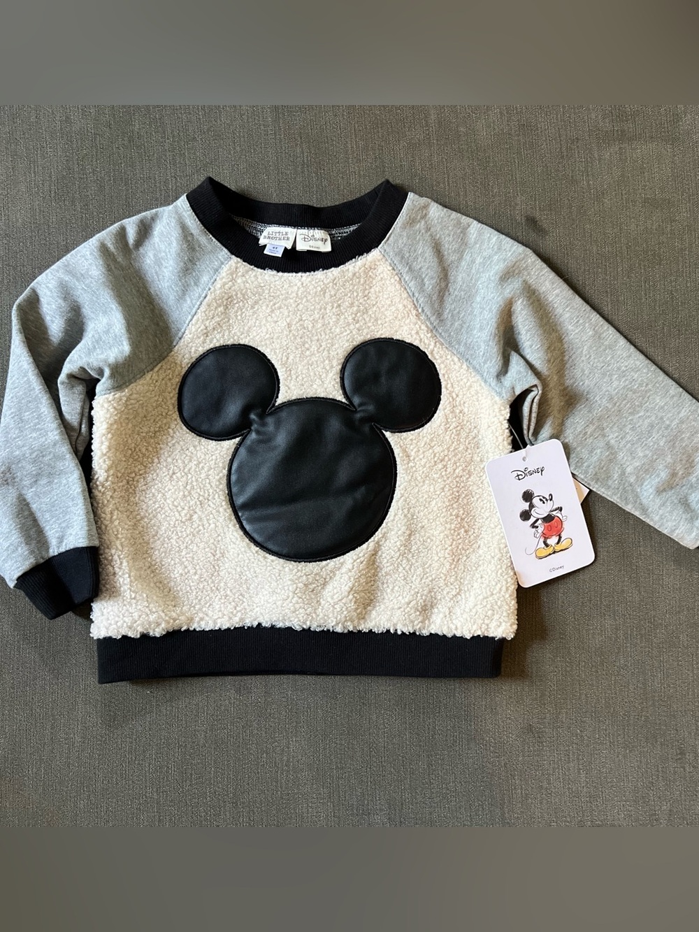 Disney Kids Cream & Gray Mickey Fleece Sweatshirt